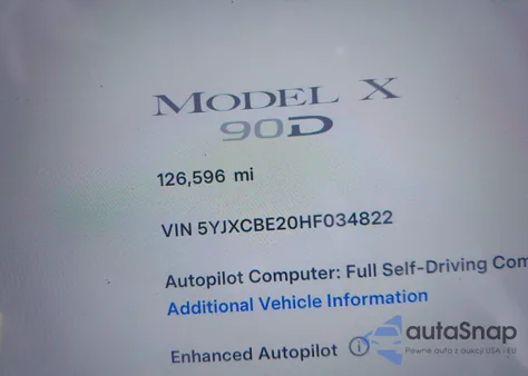 2017 Tesla Model X 100D/75D/90D из США, поврежденный, VIN 5YJXCBE20HF034822